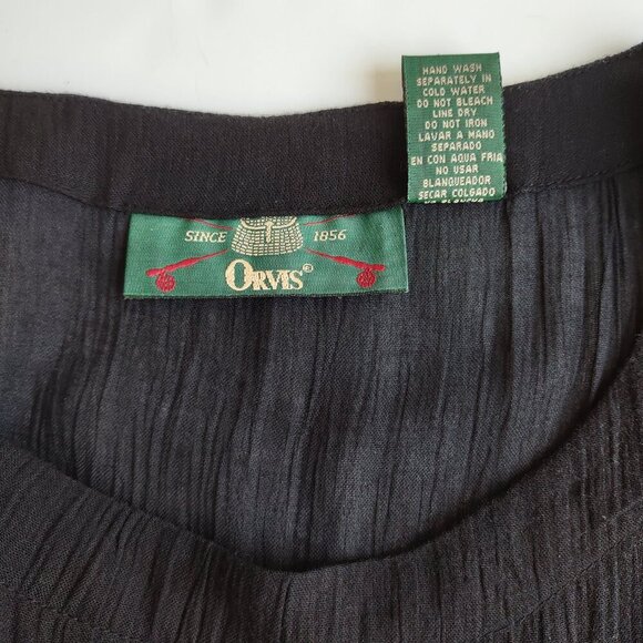 Vintage ORVIS Black Crinkle Maxi Dress Boho Giraffe Nature Safari  Women's Large - Picture 7 of 8